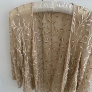 BEADED AND FLOWER LEAF  APPLIQUE JACKET